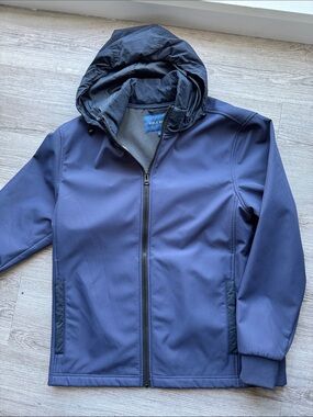 Cole Haan Navy Hooded Windbreaker Jacket